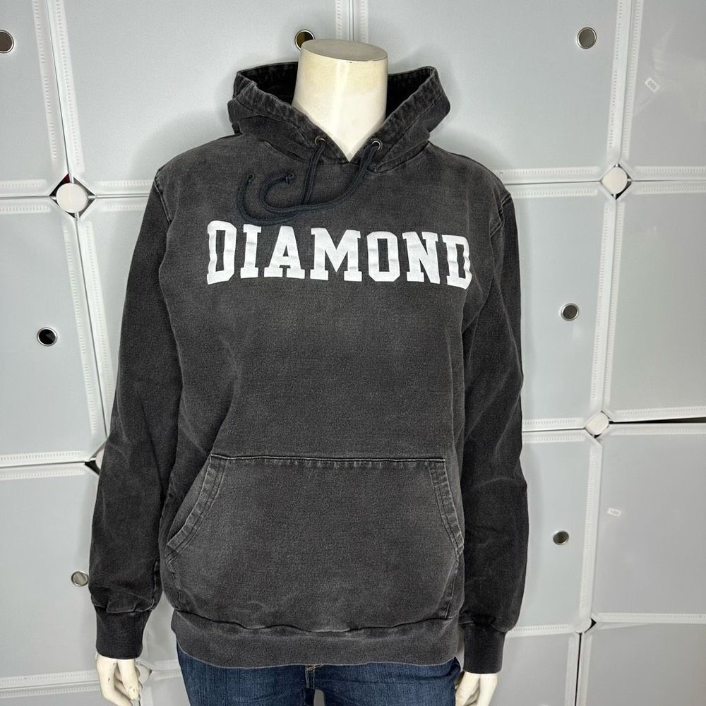 Diamond Supply Co. Drexel Faded Black Wash Spellout Logo Pullover Hoodie Size S